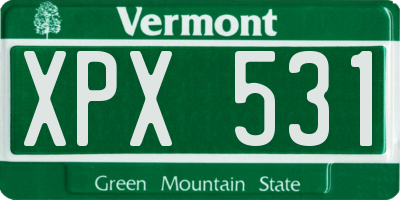 VT license plate XPX531