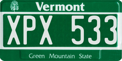 VT license plate XPX533