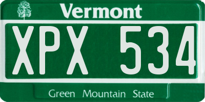 VT license plate XPX534