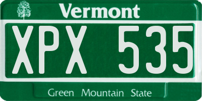 VT license plate XPX535