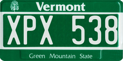 VT license plate XPX538