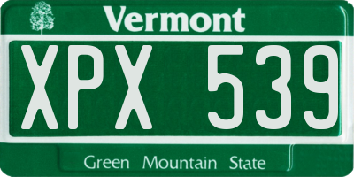 VT license plate XPX539