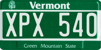 VT license plate XPX540