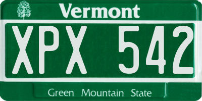 VT license plate XPX542