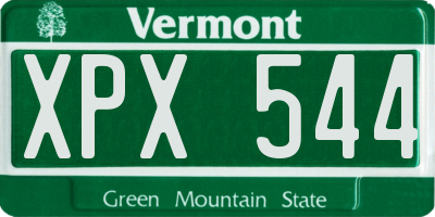 VT license plate XPX544