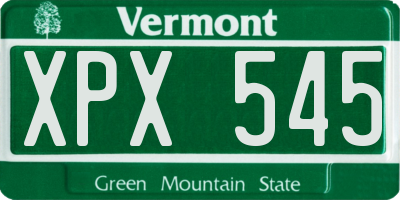 VT license plate XPX545