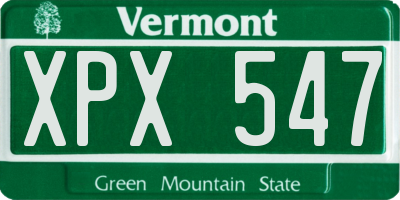 VT license plate XPX547