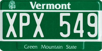 VT license plate XPX549