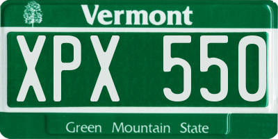 VT license plate XPX550