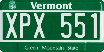 VT license plate XPX551