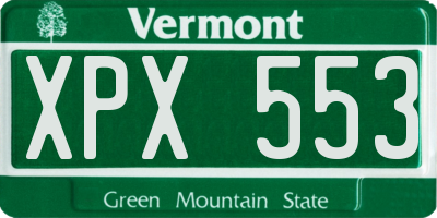 VT license plate XPX553