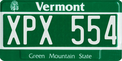 VT license plate XPX554
