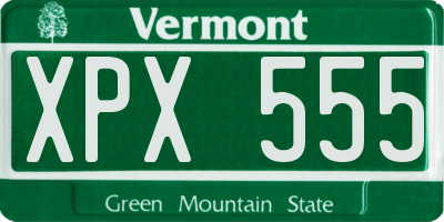 VT license plate XPX555