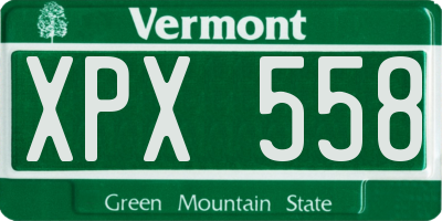 VT license plate XPX558