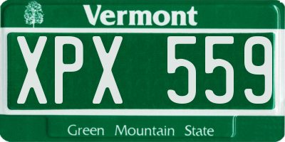VT license plate XPX559