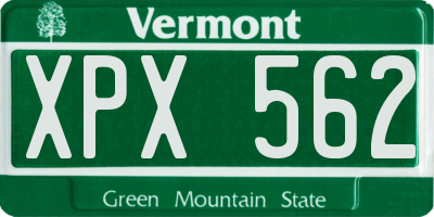 VT license plate XPX562