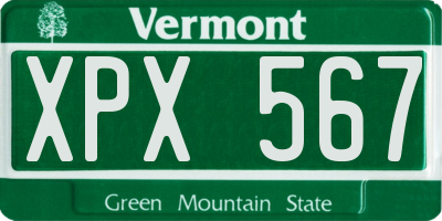 VT license plate XPX567