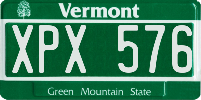 VT license plate XPX576