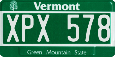 VT license plate XPX578