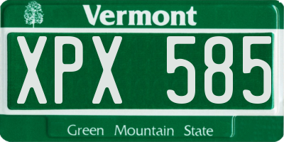 VT license plate XPX585