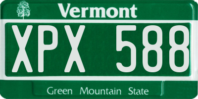 VT license plate XPX588