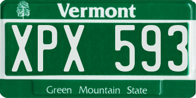 VT license plate XPX593