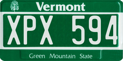 VT license plate XPX594
