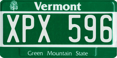 VT license plate XPX596