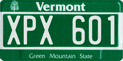 VT license plate XPX601