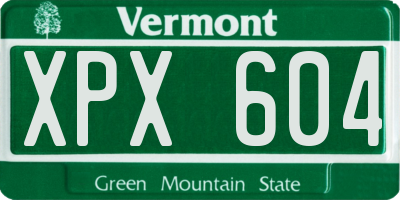 VT license plate XPX604