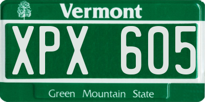VT license plate XPX605