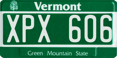 VT license plate XPX606