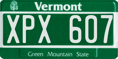 VT license plate XPX607