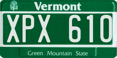 VT license plate XPX610