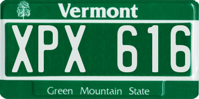 VT license plate XPX616