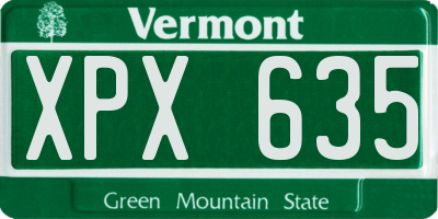 VT license plate XPX635