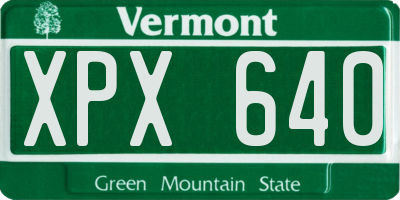 VT license plate XPX640