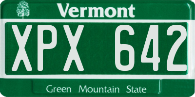 VT license plate XPX642