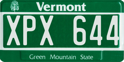 VT license plate XPX644
