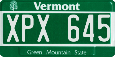 VT license plate XPX645