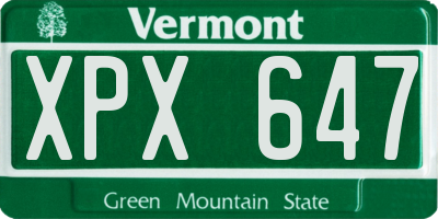 VT license plate XPX647