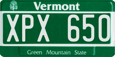 VT license plate XPX650