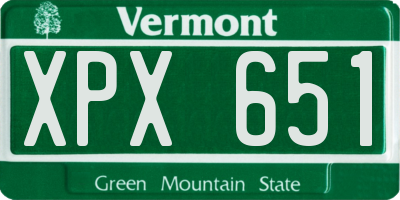 VT license plate XPX651