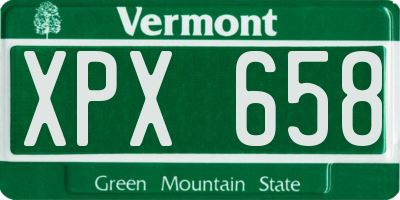 VT license plate XPX658