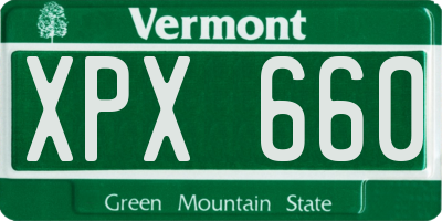 VT license plate XPX660
