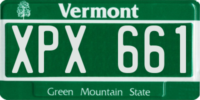 VT license plate XPX661