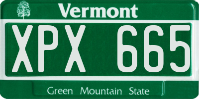 VT license plate XPX665