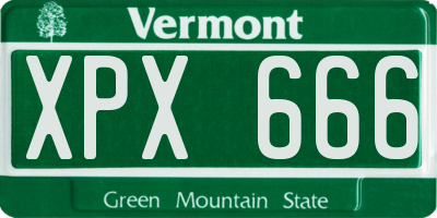 VT license plate XPX666
