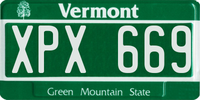 VT license plate XPX669