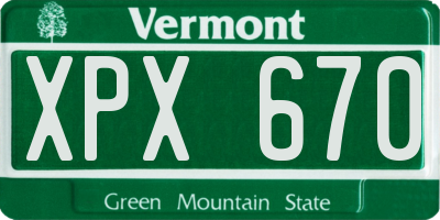 VT license plate XPX670